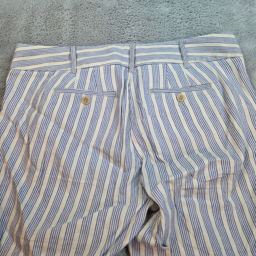 Ann Taylor LOFT Linen Striped Marisa Fit Cropped Pants Women Sz 10 Blue & Cream - Picture 8 of 9